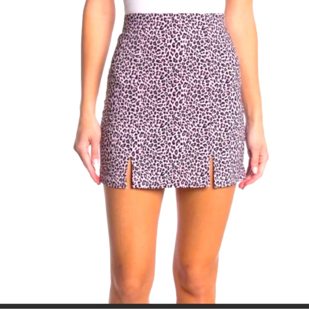 Topshop leopard print pink mini skirt